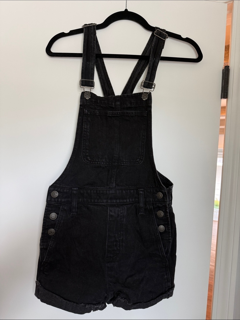 Black Madewell Denim Short Overalls - Classic Casual One-Piece